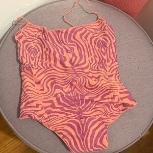 Tropic of C NWT Pink and Orange Zebra One-Piece M Swimsuit